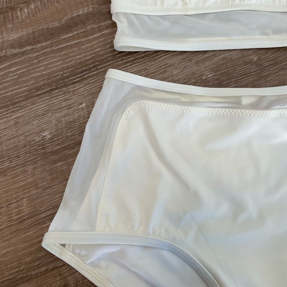Solid and Striped Two Piece White Mesh Retro Bikini (top and bottom) NWT - Picture 7 of 11